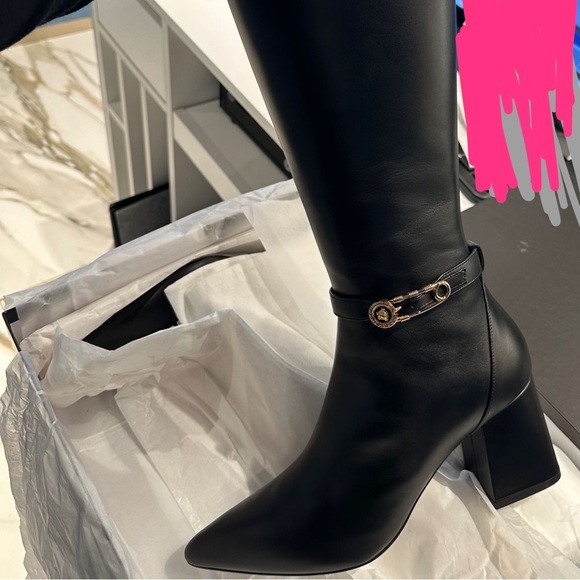 Versace Safety Pin Knee High Boots - Picture 5 of 7